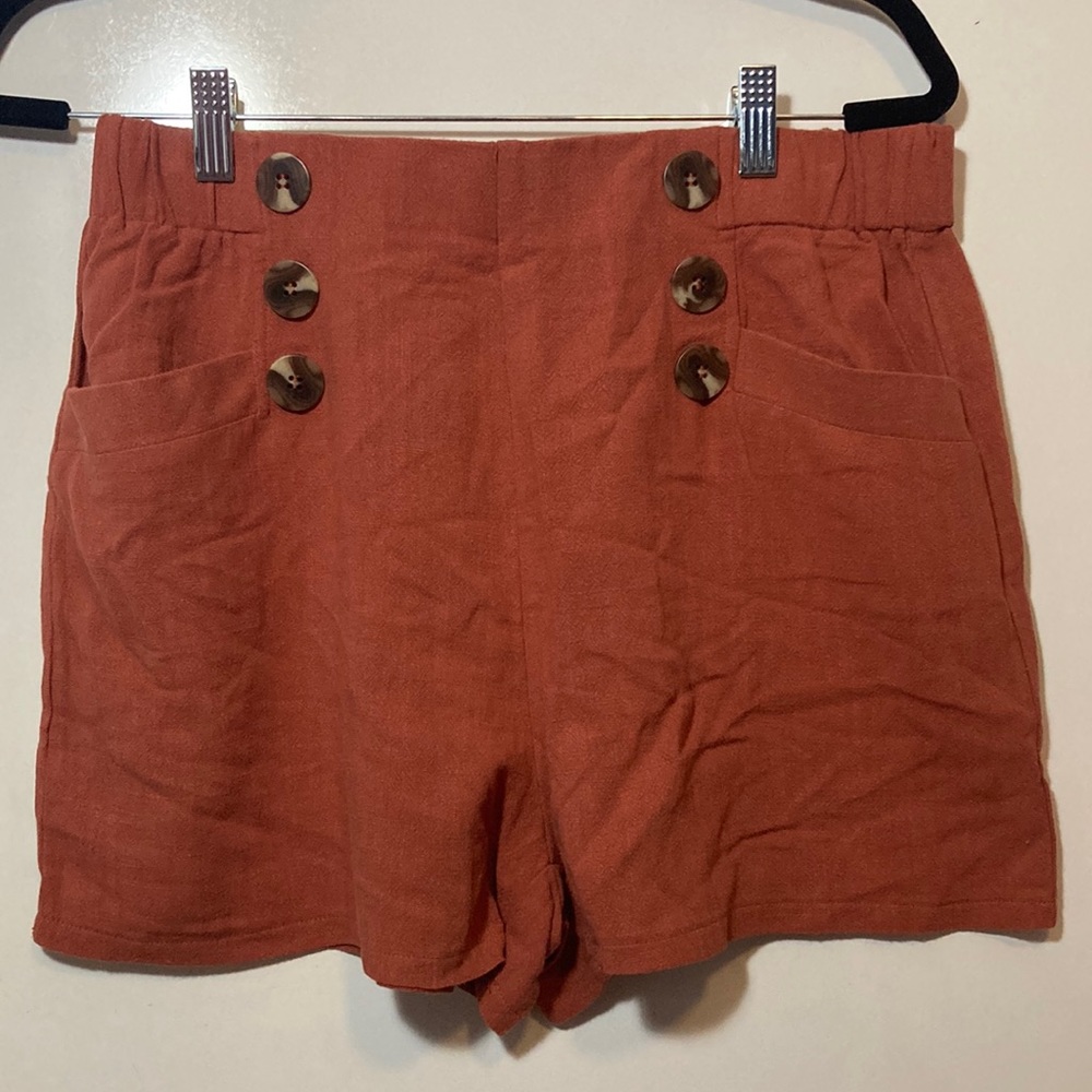 Linen Burnt Orange Shorts
